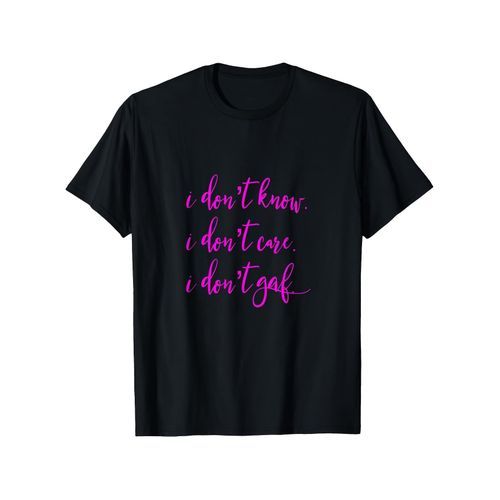 T-shirt humoristique pour homme Je ne sais pas, je m'en fiche - T-shirt décontracté épais de 180G avec un design sarcastique, disponible en tailles S-3XL pour l'été et les activités de plein air - Parfait pour les pères de chien drôles