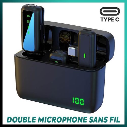 Microphone Lavalier Sans Fil Bluetooth Type-C avec Réduction de Bruit, Indicateurs LED multiples et Boîtier de Charge – Plug & Play – Pour Vlog, YouTube, Interview, Réunion, Appels HD