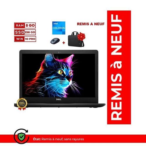 PC PORTABLE INSPIRON 15-3000 SERIES - INTEL CELERON - RAM 8Go - SSD 256Go - AZERTY - CARTABLE ET SOURIS GRATUIT - GARANTIE 6 MOIS-REMIS À NEUF