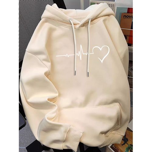 Sweat à capuche pour femme avec impression graphique, sweat à manches longues simple et élégant, motif ECG de cœur minimaliste