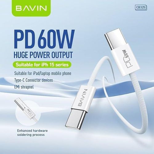 Câble USB-C vers USB-C 60W – Charge Rapide