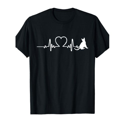 T-shirt Pur Battement de Cœur Rouge, Design Rétro Respirant, Manches Courtes, Léger et Confortable, Parfait pour Sorties Décontractées, Passionnés d'Animaux et Usage Quotidien, avec Col Rond et Coupe Standard