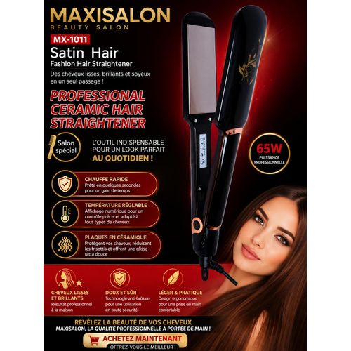 MAXiISALON MX-1011 – Lisseur Professionnel en Céramique pour des Cheveux Lisses et Brillants