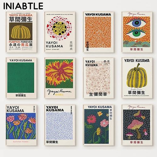 12 poster A5 Yayoi Kusama Pumpkin Flower Posters Prints