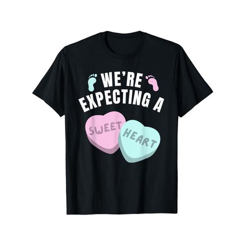 T-shirt d'annonce de grossesse pour homme - avec échographie et empreinte de pied en forme de cœur - Coupe ample et douce - Parfait pour la Saint-Valentin, Noël et les anniversaires - Disponible en 3XL, idéal pour l'été, le printemps et l'automne