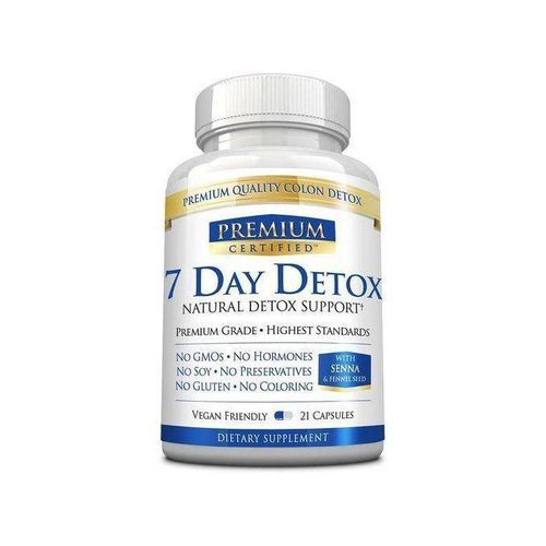 Premium Certified Détox 7 jours - Purification naturelle du système digestif, élimination des toxines - Graines de fenouil 600 mg, racine de gingembre 300 mg, cascara sagrada 300 mg - 21 capsules - Convient aux végétaliens