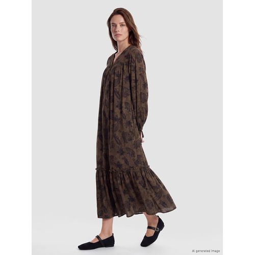 Robe trapèze à motifs à encolure en V