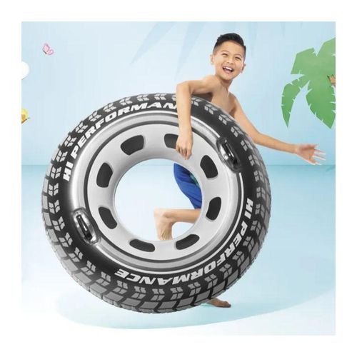 Bouee de natation gonflable de diametre 90 cm en forme de pneu de voiture pour piscine et plage flotteur circulaire de securite avec deux poignees de maintien laterales adapte pour les activites aquatiques