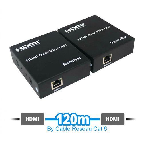 Extender HDMI Par Cable Reseau Cat6 Up to 120M FULL HD 1080P 3D Avec chargeur