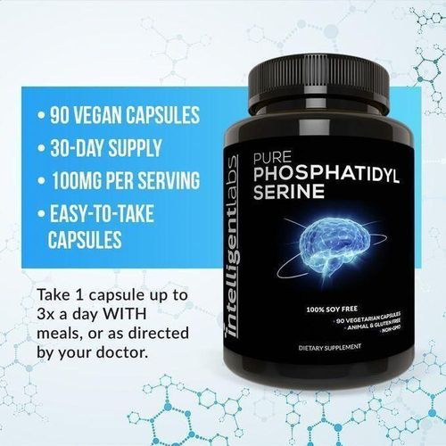 Intelligent Labs Phosphatidylsérine 100 mg, 100 % sans soja, meilleure phosphatidylsérine pure,