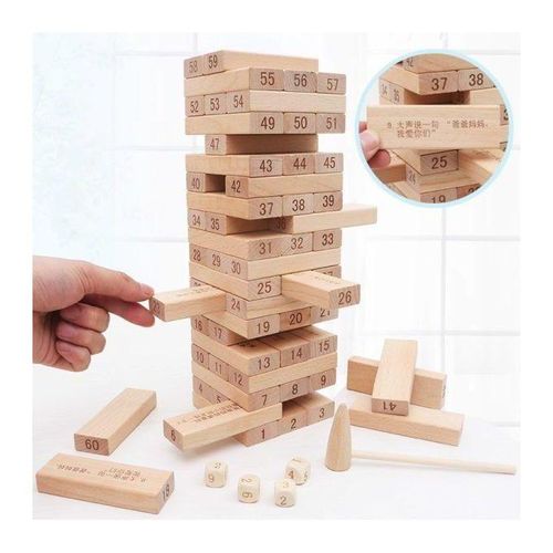 Jeu de construction en bois : 54 pièces pour stimuler la créativité.