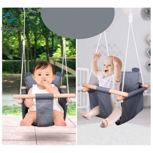 Balançoire enfant intérieur/extérieur, Balançoire bébé jardin réglable en hauteur, De 6 mois à 4 ans,Balançoire bébé en bois, Lavable, Ceinture de sécurité et accessoires de fixation inclus