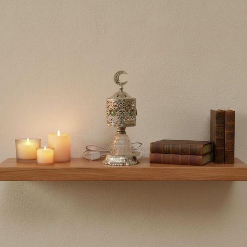 Brûleur d’Encens Électrique Doré – Design Oriental avec Croissant de Lune
