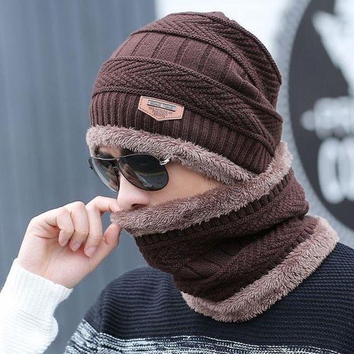 Chapeau d'hiver - Non spécifié - Bonnet en laine - Protection d'oreilles - Couleur marron - Pour hommes