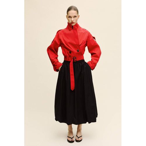 Jupe mi-longue en popeline taille normale Coupe ballon