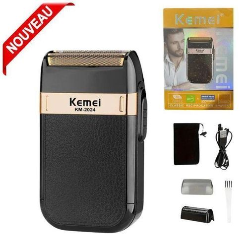 Kemei Tondeuse à Barbe Étanche et Sans Fil pour Hommes, Rasoir Électrique, pour Couper les Cheveux et la Barbe, Cadeau pour Hommes