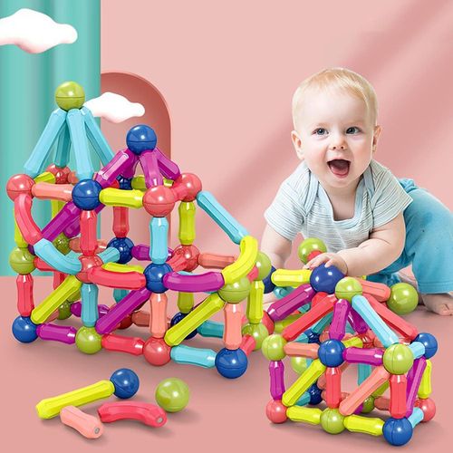 Jeu de construction magnétique pour enfants en blocs colorés ABS, assemblage créatif et éducatif sans danger