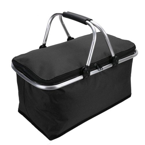 Glacière Iisotherme pliable 30 litres Noir, Sac isotherme de camping, Panier de Pique-Nique