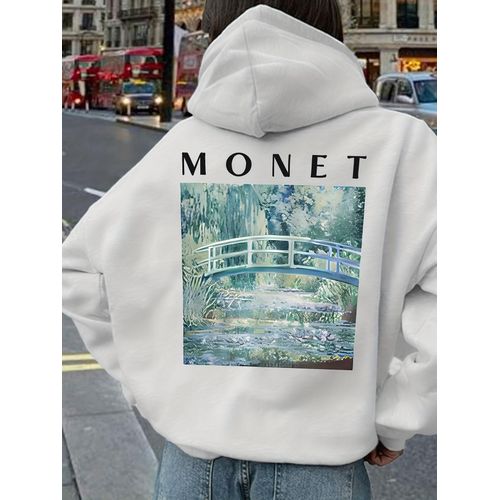 Sweat à capuche imprimé lettres décontracté pour un look détendu et romantique. sweat à cordon offre un confort optimal, idéal pour les trajets quotidiens, les sorties décontractées et les tenues de vacances. Parfait pour les femmes en automne et en hi