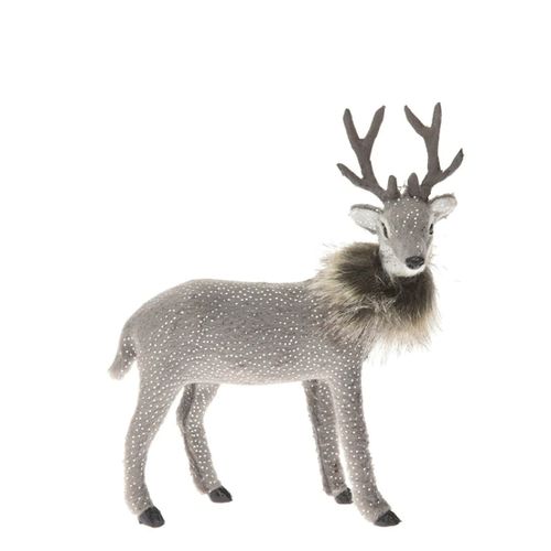 Petit cerf en polyfoam gris pour Noël (15 cm)