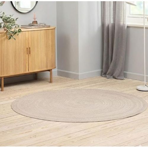Tapis Rond Intérieur/Extérieur Ø160cm Taupe et Beige Réversi