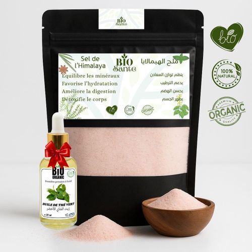 Sel rose Himalaya assaisonnement doux et naturel 500 g + huile de Thé Vert 30ml gratuit