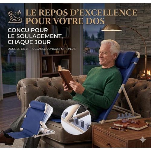 Repose-Dos de Lit Réglable – Dossier Portable pour Lecture au Lit, Support de Dos Pliable avec Oreiller Intégré, Confort Optimal pour Repos et Détente