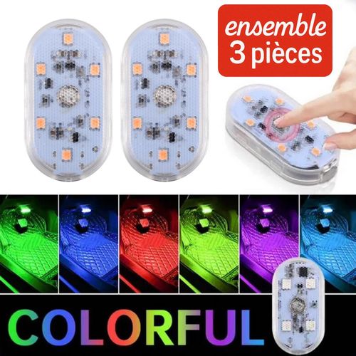 تلاتة قطع من مصباح ليد داخلي يعمل باللمس بدون أسلاك قابل للشحن يو اس بي لإضاءة السيارة والمنزل