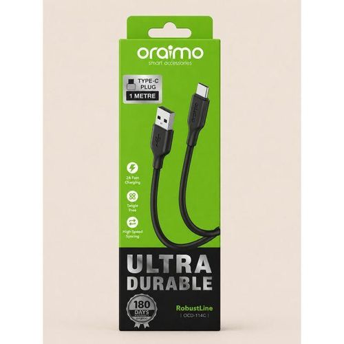 RobustLine Cable USB ULTRA DURABLE OCD-114C DATA TYPE-C FAST CHARGING Noir