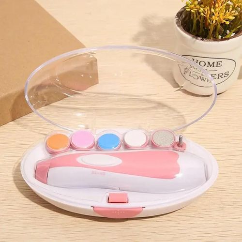 Coupe Ongle Électrique Bébé 6 en 1, Lime à Ongles Sécurisée avec LED, Kit Manucure Nouveau Né, Silencieux, 4 Vitesses, Rose