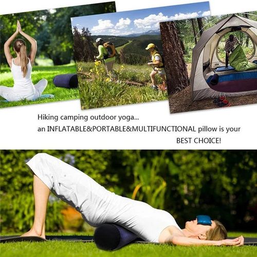 Oreiller Gonflable Cylindrique Multifonction Confort pour Couchage Voyage Yoga Dos Nuque Lombaire