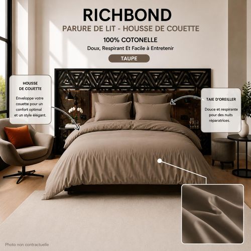 Parure De Lit - Housse De Couette 160x220 + 1 Taie D'oreiller - Pour Lit 90cm - 100% Cotonelle - Doux, Respirant Et Facile à Entretenir - Taupe