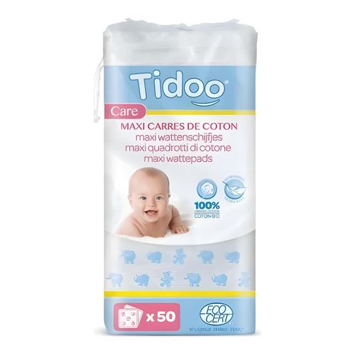 Coton Bio - Soin Bébé - Maxi Carrés - 50 Unités