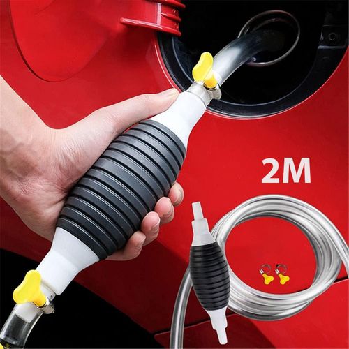 Tuyau Siphon 2M avec Poire d'Amorçage – Pompe Manuelle pour Essence, Diesel, Huile et Eau
