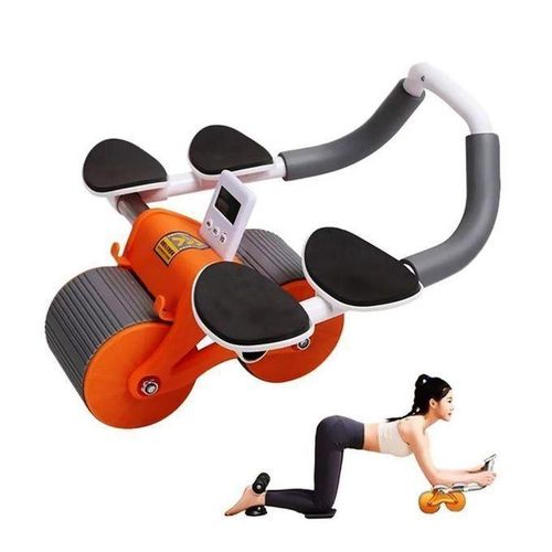 Exerciseur Roue abdominale 2en1 avec support de coude, minuterie d'entraînement, rebond automatique
