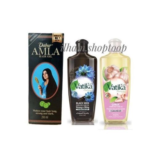 Pack de 3 Huiles Capillaires Dabur Vatika – Amla, Nigelle et Ail