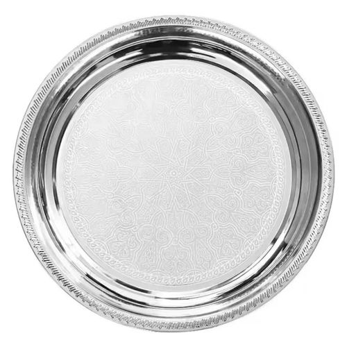 Assiette 30 cm de présentation en métal décoré, idéale pour les gâteaux, le thé et la décoration.