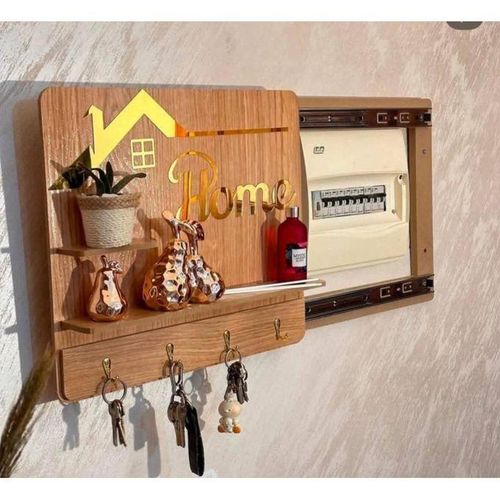 Cache-Boîtier Électrique Coulissant en Bois, Déco Murale Moderne pour Entrée, Salon ou Couloir