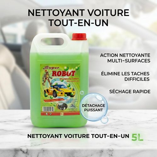 Super Robot Shampooing Voiture Nettoyant Dégraissant 5 Litres pour Carrosserie Moquette et Tapis Auto