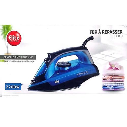 Fer à Repasser Vapeur 2200W – Semelle Antiadhésive – Spray & Auto-Nettoyage