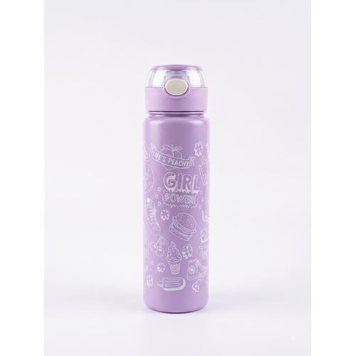 Gourde Isotherme Violette 'Girl Power' avec Bouchon à Poussoir
