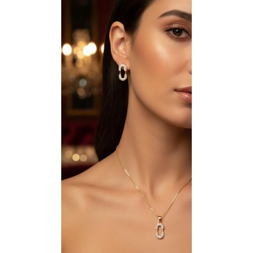 Ensemble Bijoux Femme – Collier Pendentif Chaîne & Boucles d’Oreilles Strass – Ensemble Élégant Cadeau