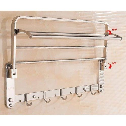 Étagère Murale Porte-Serviettes Inox – Couleur Argent Chrome