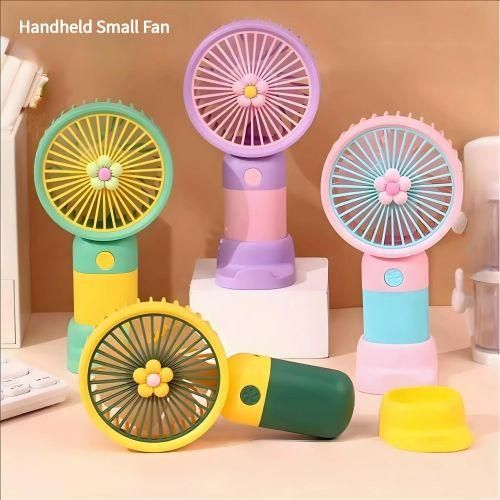 Mini Ventilateur de Bureau Portable avec Support et Batterie Rechargeable Multi-Couleur