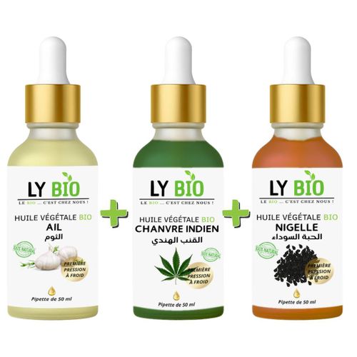 PACK HUILE AIL 50ML - PIPETTE + HUILE HYDRATANTE & NUTRITIVE 50ML - PIPETTE + HUILE NIGELLE 50ML - PIPETTE