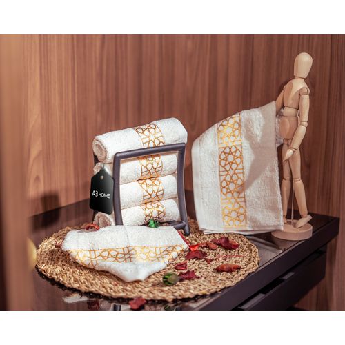 Arabesque gold authentique pack 6 serviettes 30x30 100% coton - crème
