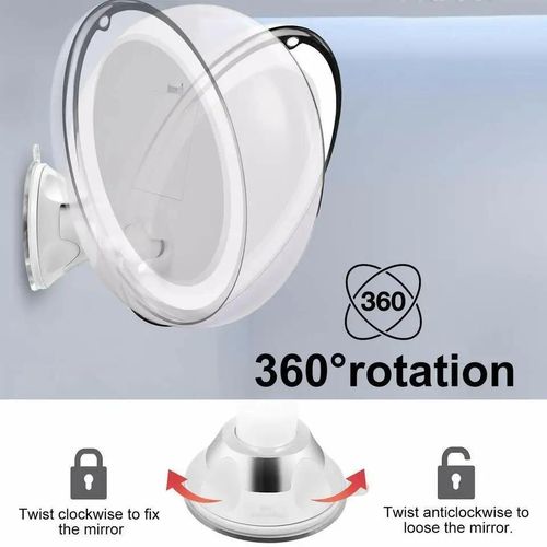 Miroir Maquillage LED Grossissant 10x Tactile Rotatif 360° Ventouse Flexible Portable Salle de Bain Coiffeuse