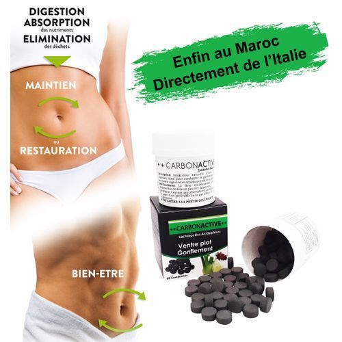 CARBON ACTIVE-BRULEUR DE GRAISSES-PROBIOTIQUE-VENTRE PLAT-80CPR