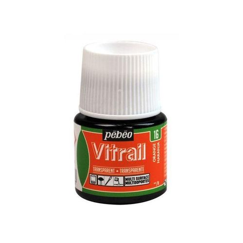 PEINTURE SUR VERRE VITRAIL TRANSPARENT 45 ML - 16 ORANGE
