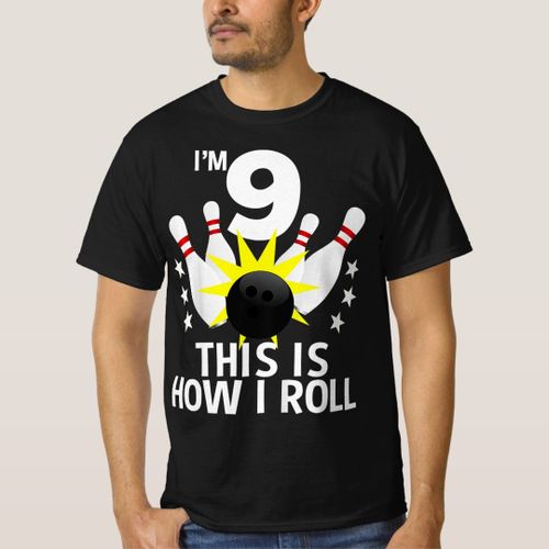 Kids 9 Year Old Bowling Birthday Party How I Roll T-Shirt unique design - t shirt tres bon qualite